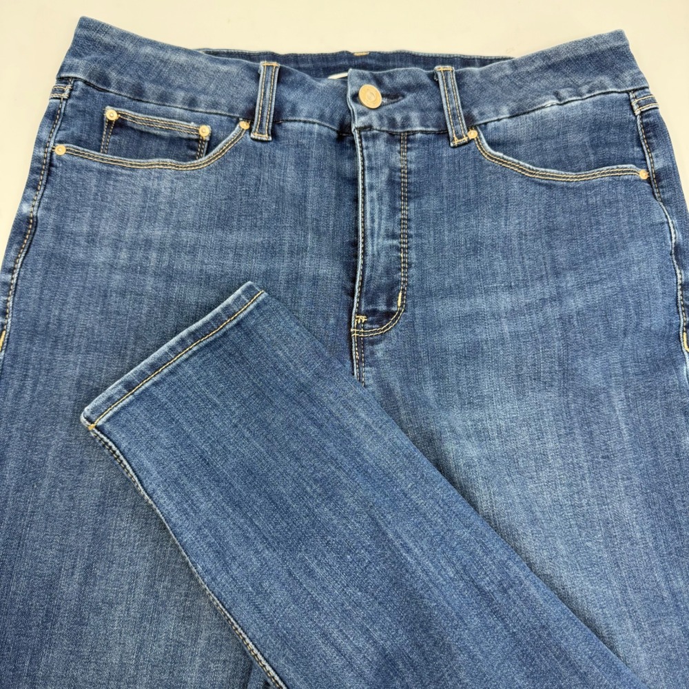 Seven7 Tummyless High Rise Skinny Jeans Blue Medium Wash Size 14 Stretch Denim